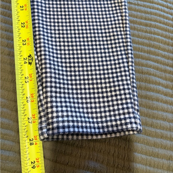 Michael Kors Navy Blue & White Check Pull-on Pants gold details size M women’s - Picture 9 of 11